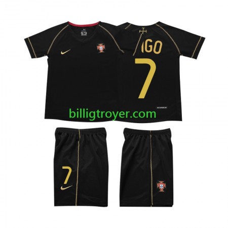 Billige Fotballdrakter Portugal FIGO 7 2006 Barn Retro Bortedraktsett Kortermet